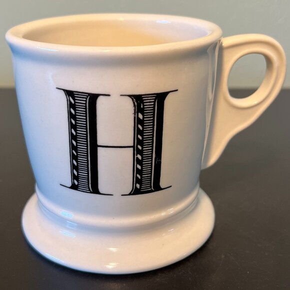 Anthropologie Letter H Monogram Initial Shaving Style Pedestal Base Mug Cup - Picture 2 of 9
